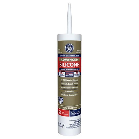 Silicone Ii 10.1 oz Kitchen & Bath Caulk Sealant White, 12PK 12235